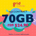Grid Mobile 70GB for $24.90/mth